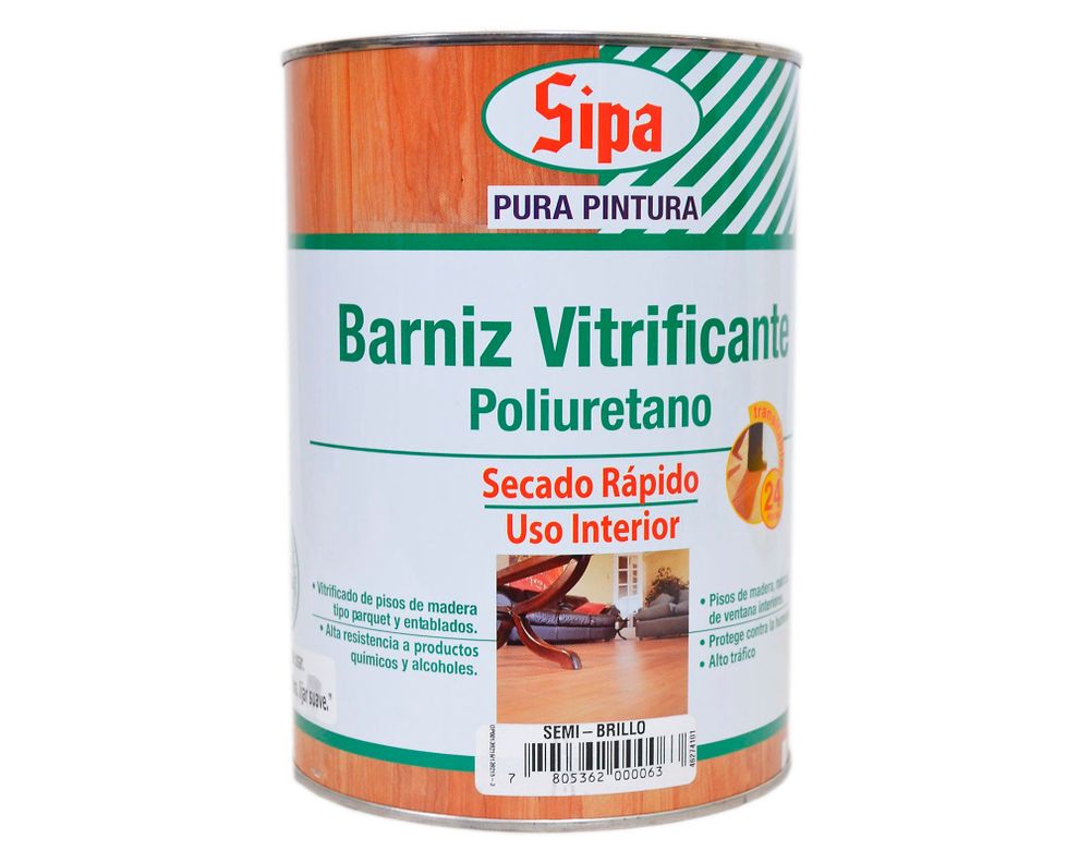 Barniz vitrificante 1 galon Poliuretano semi brillante Sipa