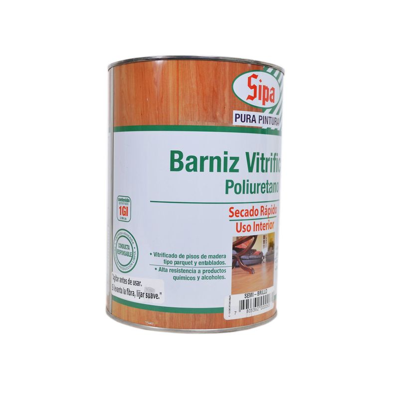 Barniz vitrificante 1 galón Poliuretano semi brillante Sipa-1