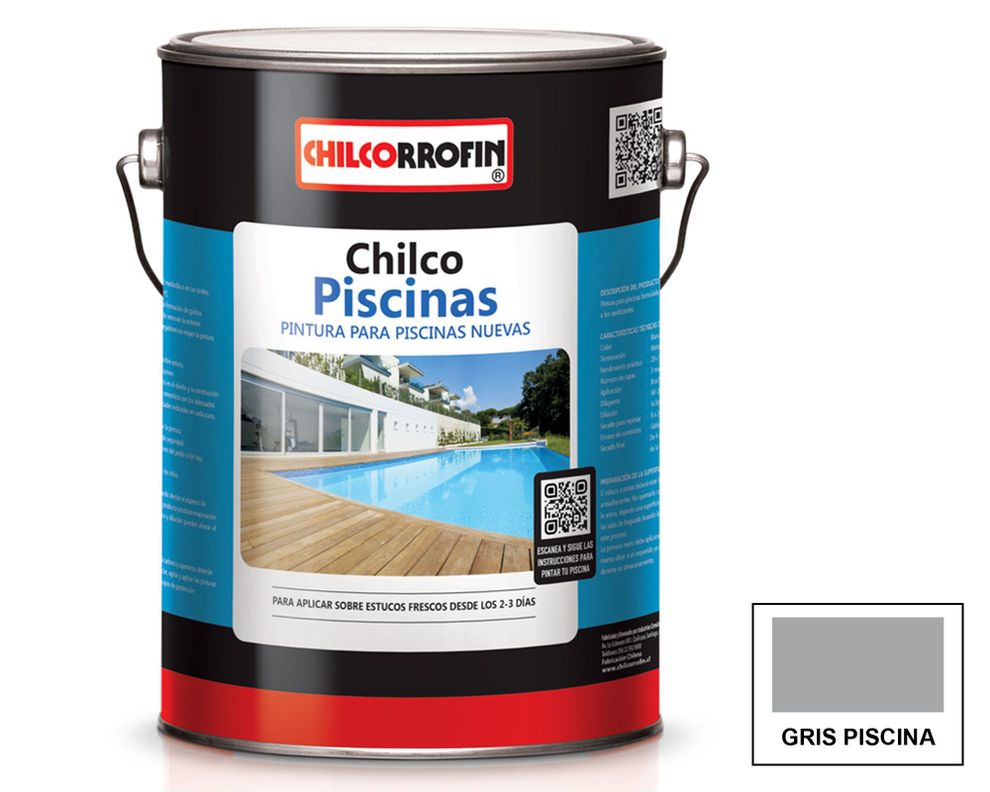 Pintura para piscina 1 galón Chilco gris piscina satín Chilcorrofin-0