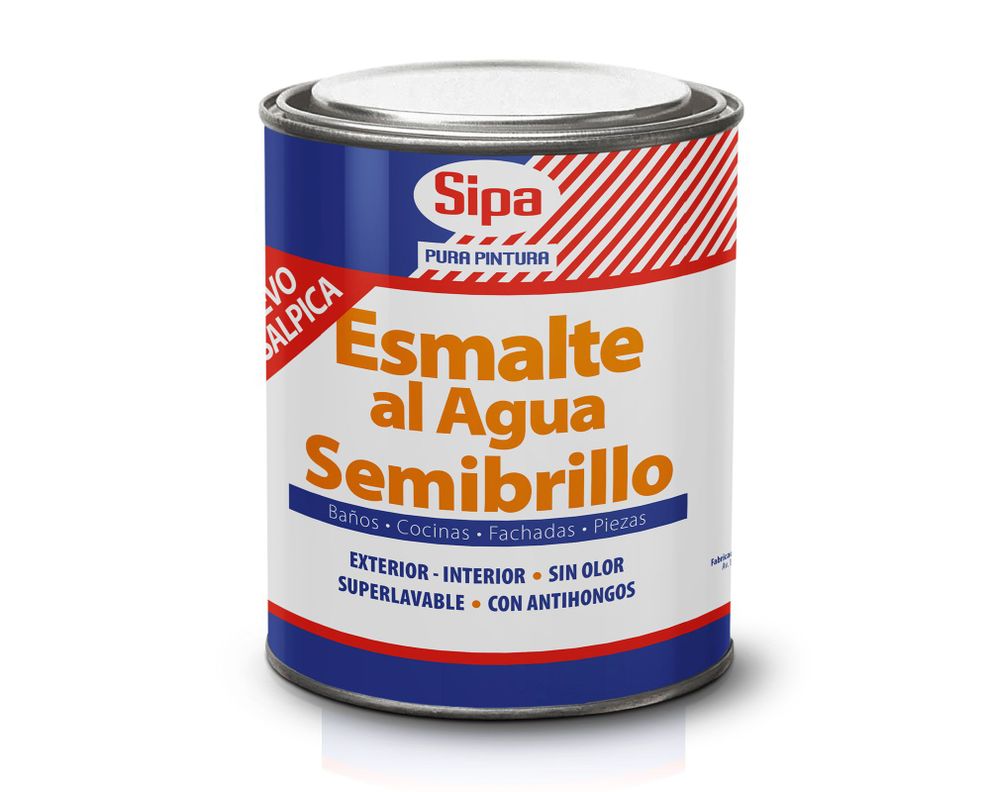 Esmalte al agua 1/4 galón blanco semi brillante Sipa-0