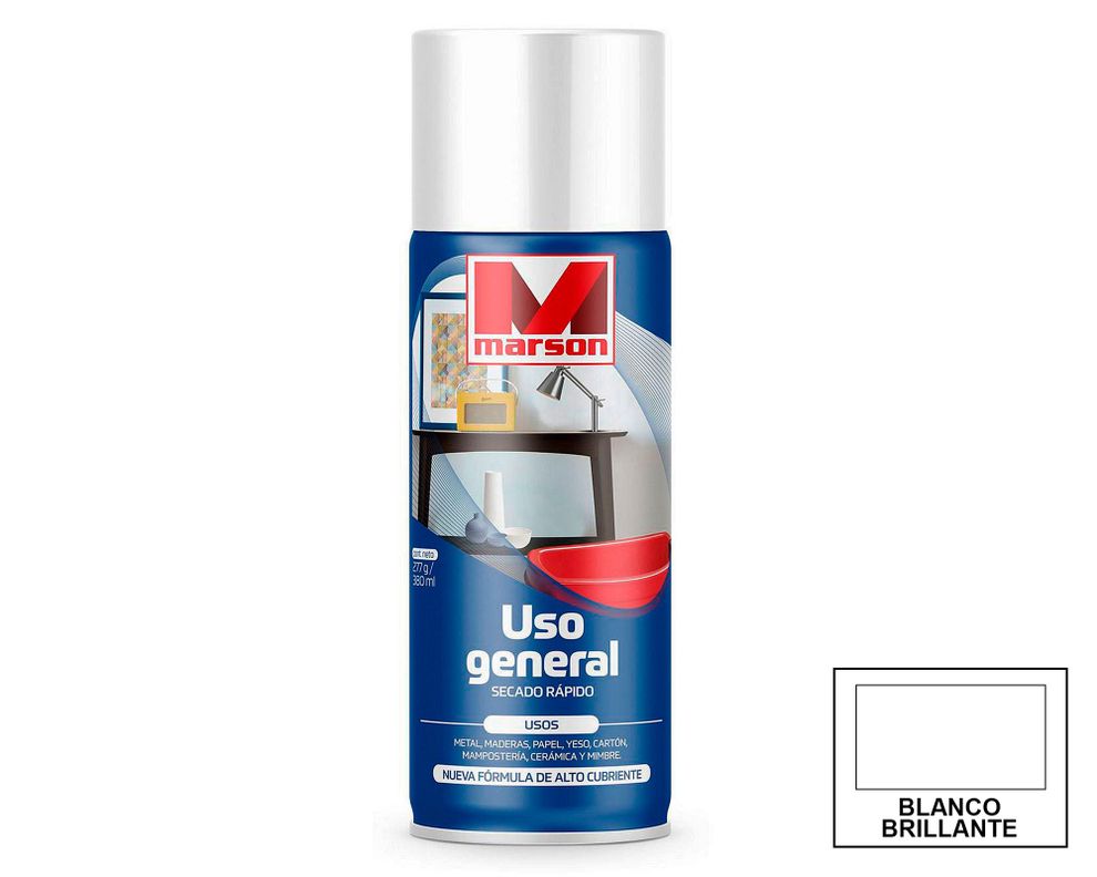 Pintura spray Secado rápido blanco brillante Marson-0