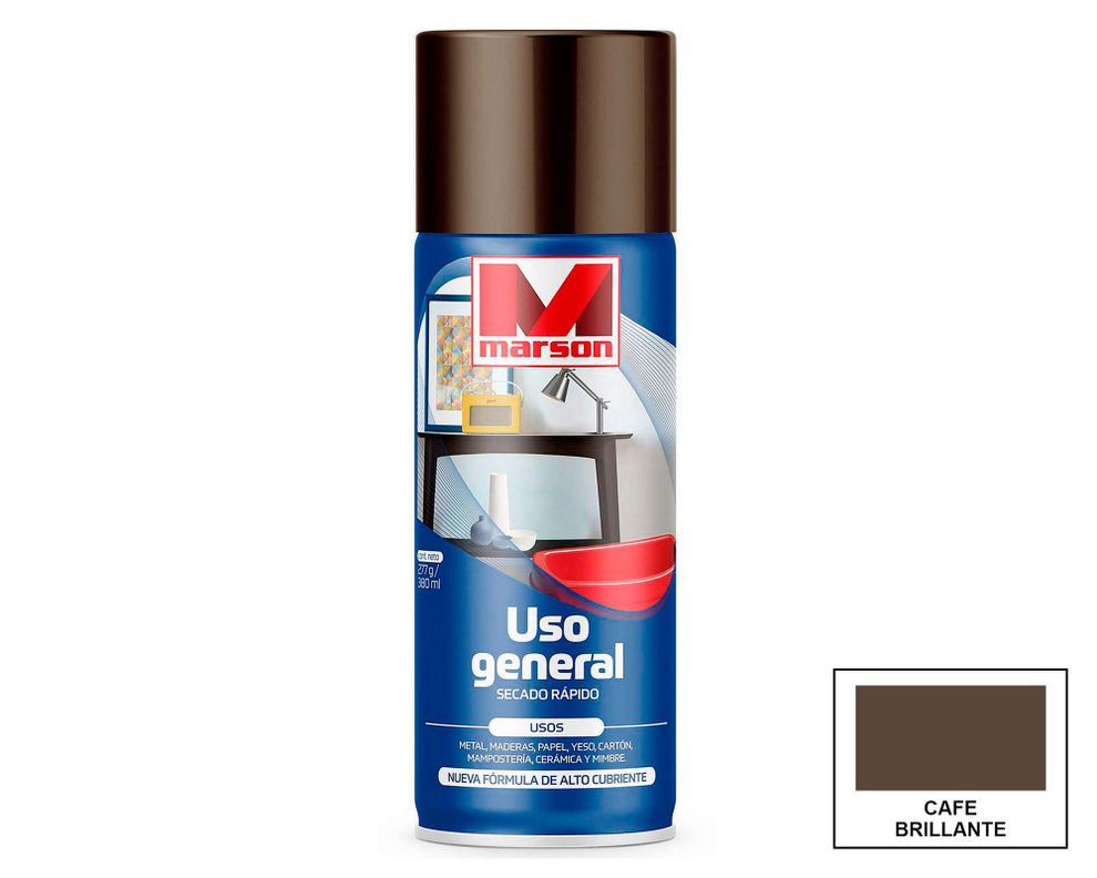 Pintura spray 380 ml Secado rápido café Marson-0