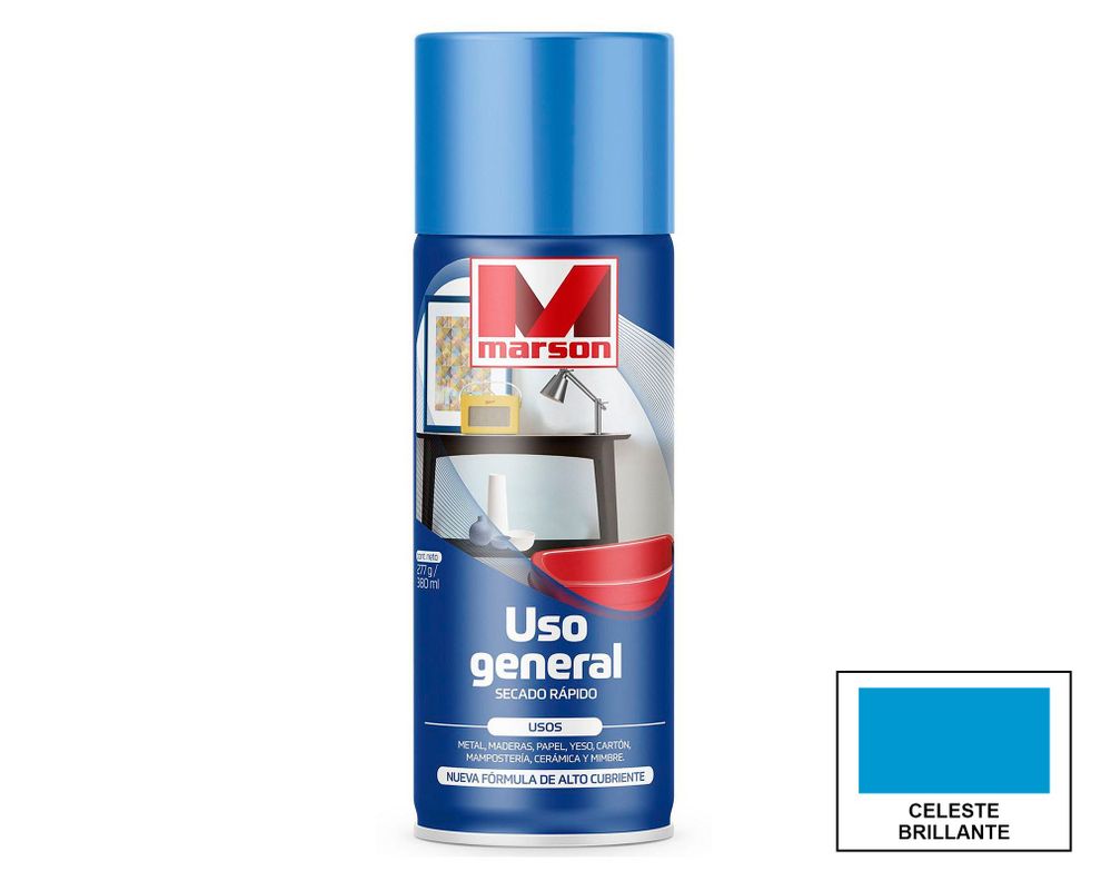 Pintura spray Secado rápido celeste brillante Marson-0