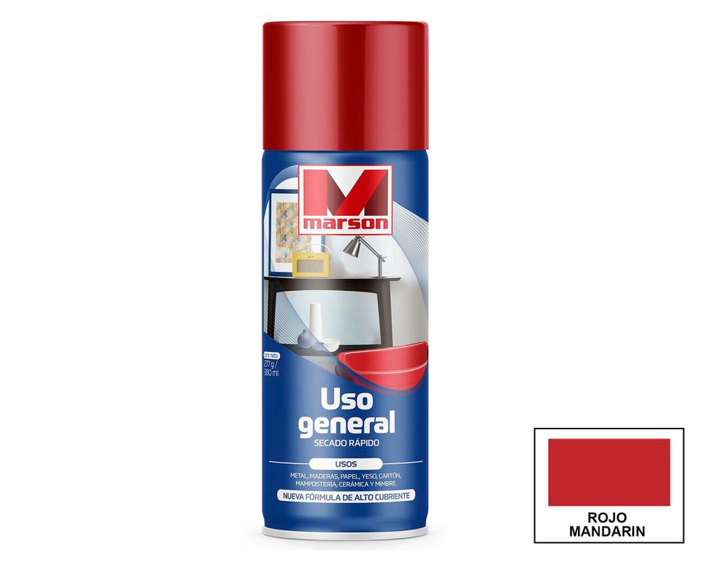 Pintura spray Secado rápido rojo mandarín Marson-0