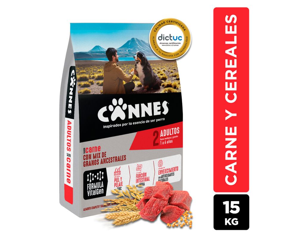 Alimento perro 15 kg Premium carne pollo y cereales Cannes-0