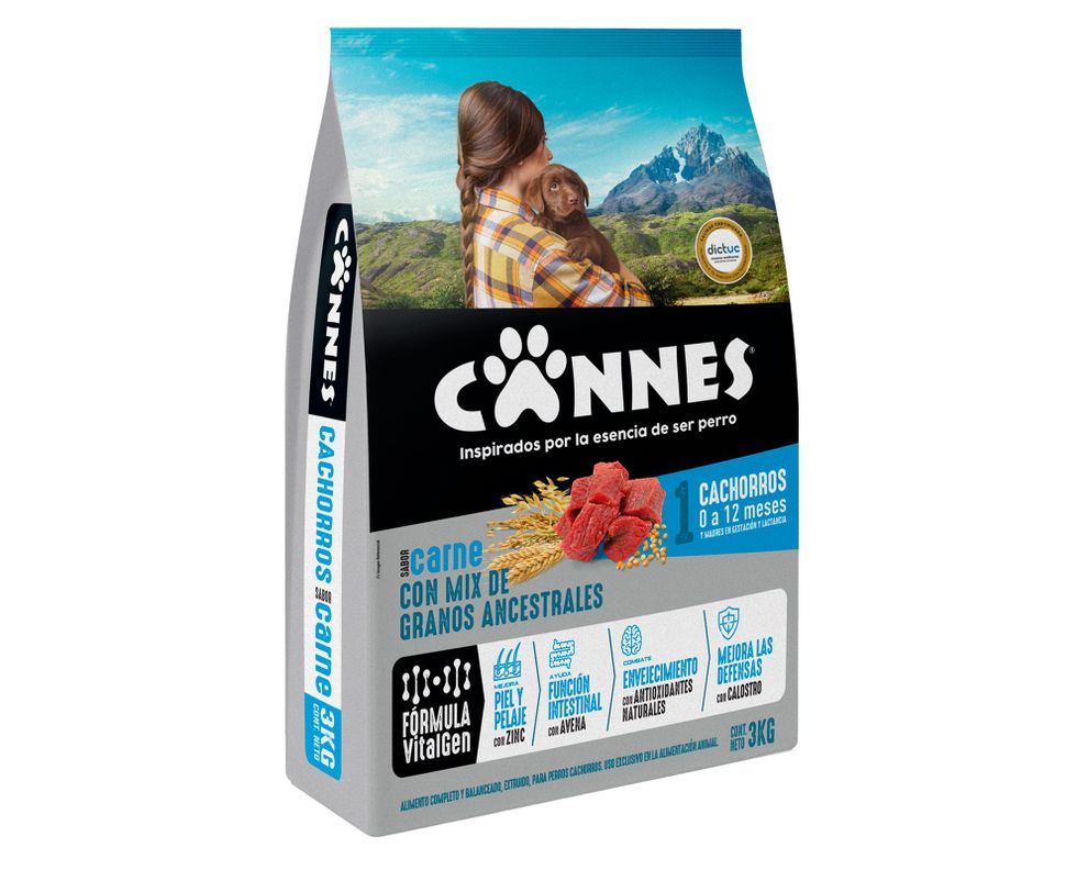 Alimento cachorro 3 kg raza mediana grande carne leche Cannes-1