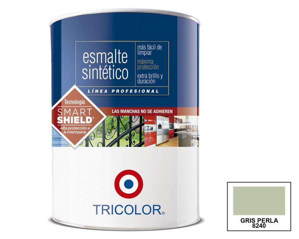 Esmalte sintético 1/4 galón Profesional gris perla brillante Tricolor-0