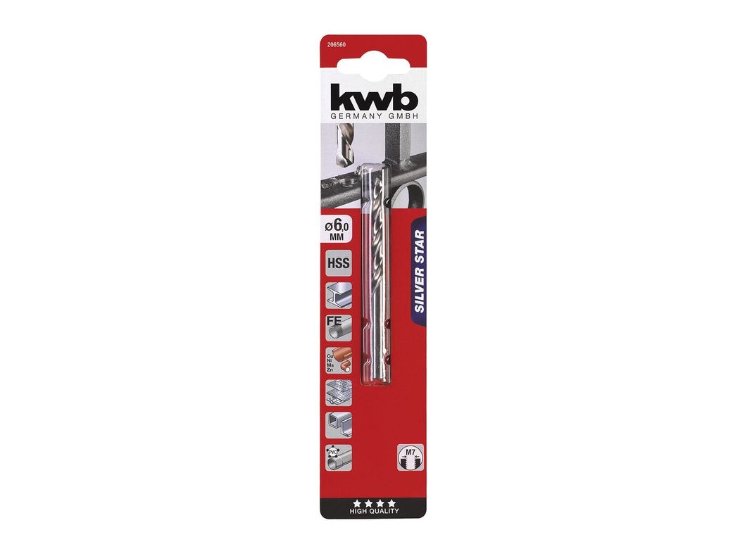Broca para metal 6 mm HSS silver star 206560 KWB-0