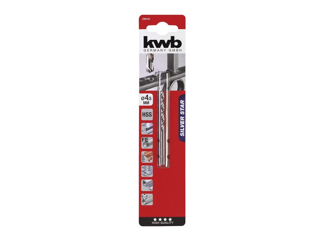 Broca para metal 4,5 mm HSS silver star 206545 KWB-0