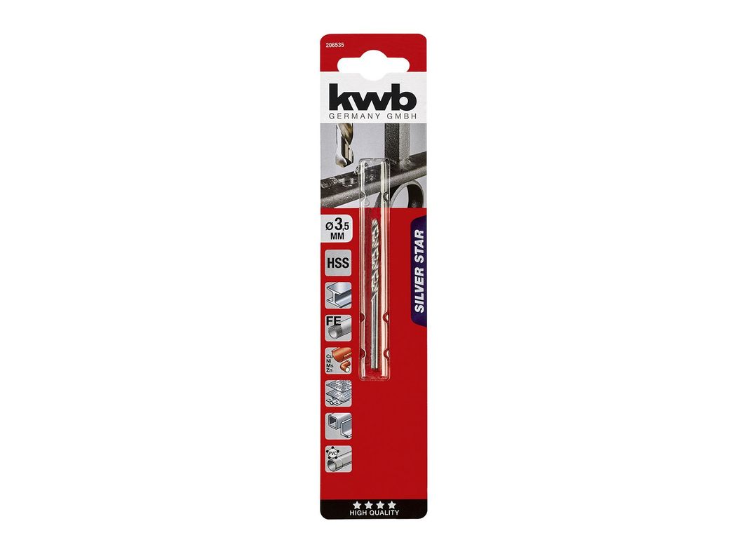Broca para metal 3,5 mm HSS silver star 206535 KWB-0