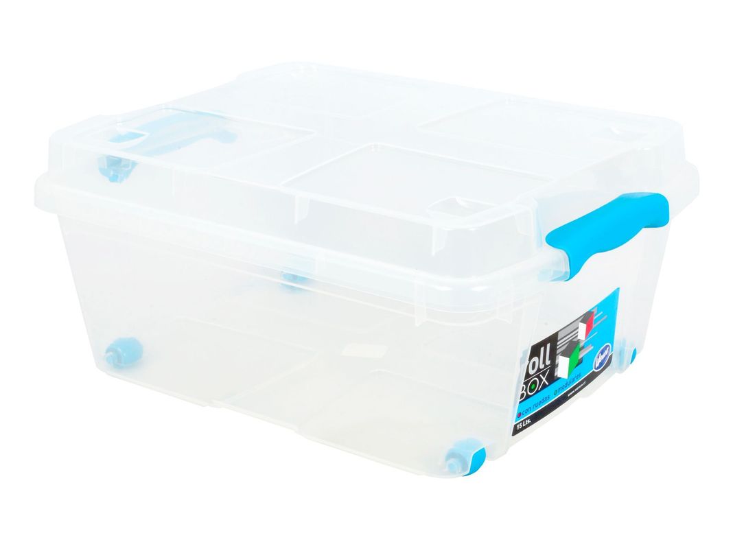 Caja organizadora 15 litros Rollbox transparente Wenco-0