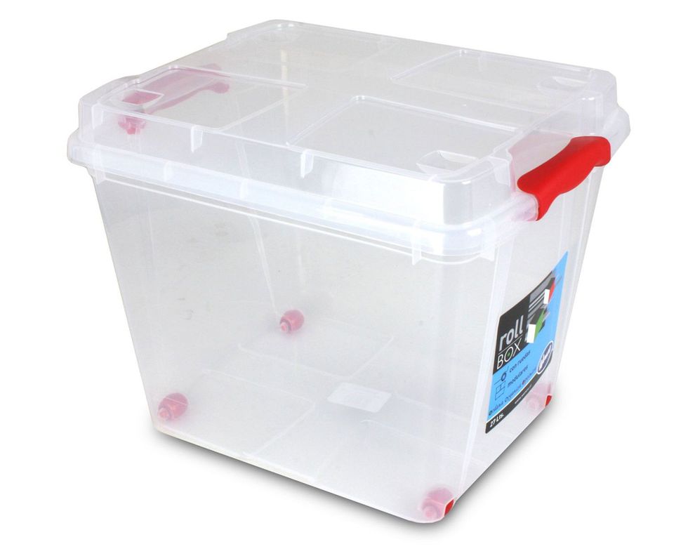 Caja organizadora 27 litros Rollbox transparente Wenco-0