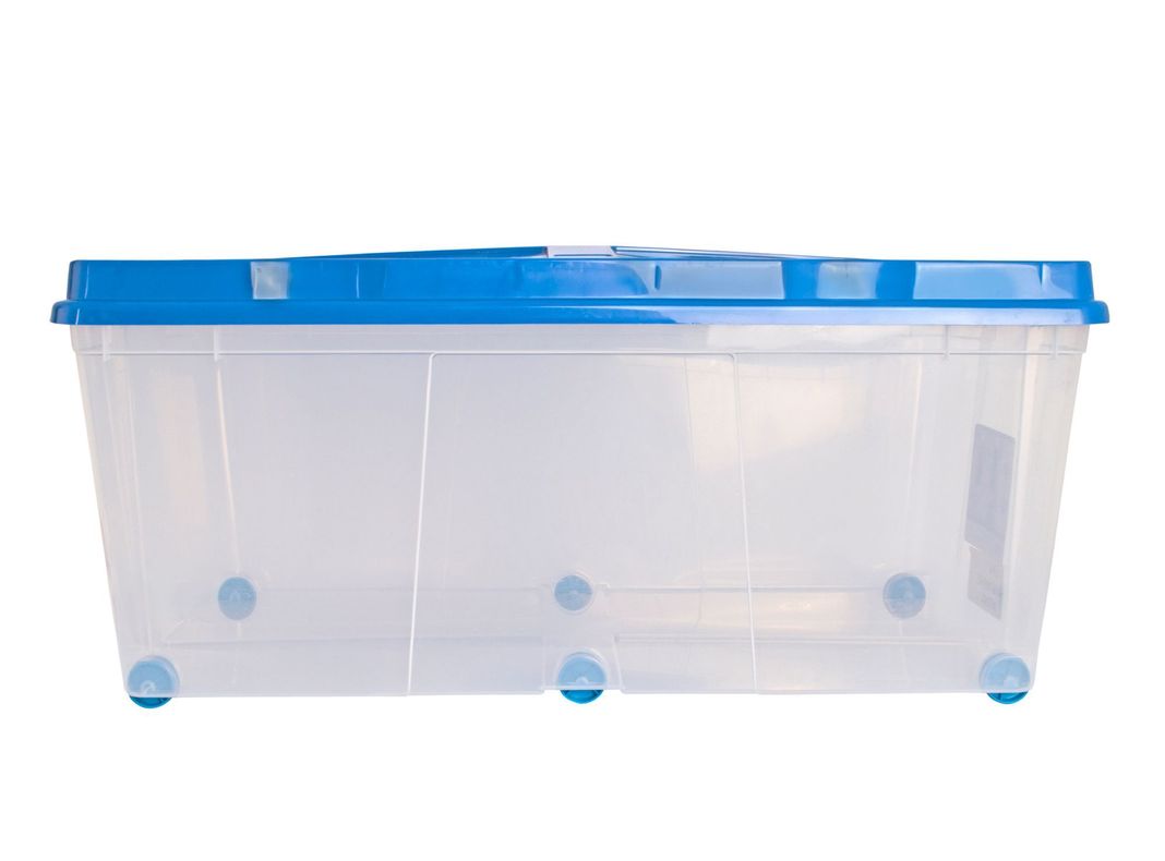 Caja organizadora 100 litros Rollbox transparente/celeste Wenco-0