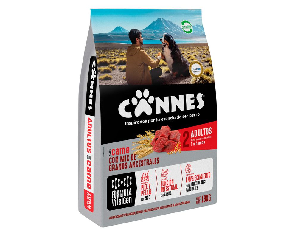 Alimento perro 18 kg Premium carne, pollo y cereales Cannes-1