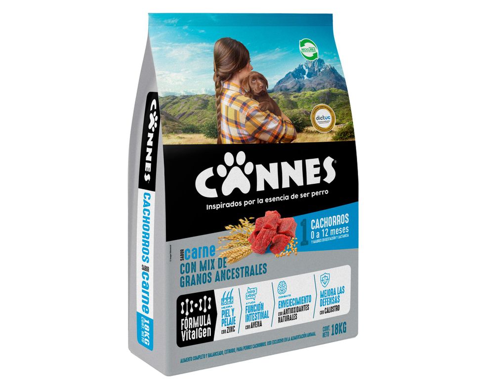 Alimento cachorro 18 kg raza mediana grande carne leche Cannes-1