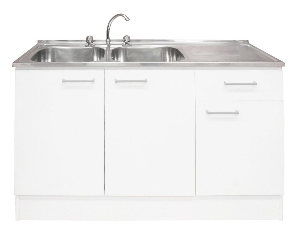 Mueble base lavaplatos ED 3 puertas 1 cajón blanco Mobikit-1
