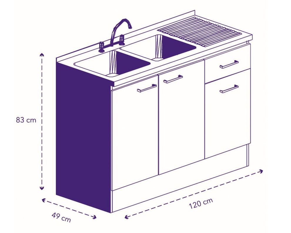 Mueble base lavaplatos ED 3 puertas 1 cajón blanco Mobikit-4
