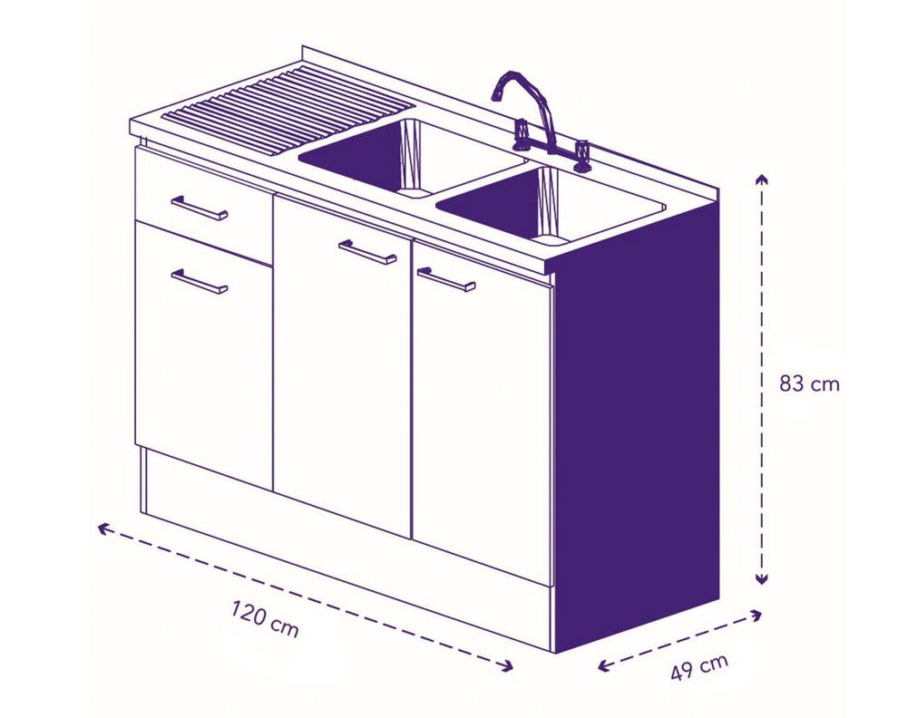 Mueble base lavaplatos EI 3 puertas 1 cajón blanco Mobikit-9