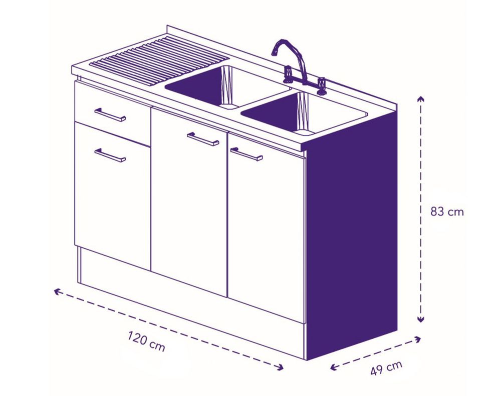 Mueble base lavaplatos EI 3 puertas 1 cajón blanco Mobikit-4
