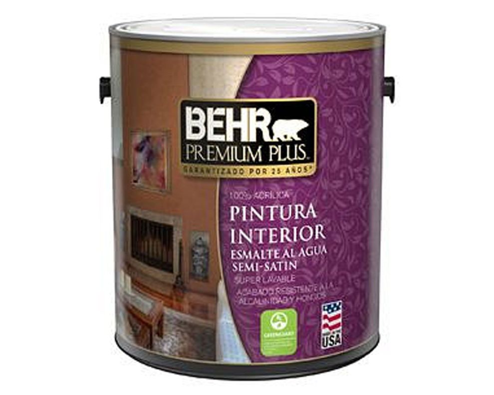 Esmalte al agua interior Semi-Satinado blanco Behr Premium Plus Galón-0