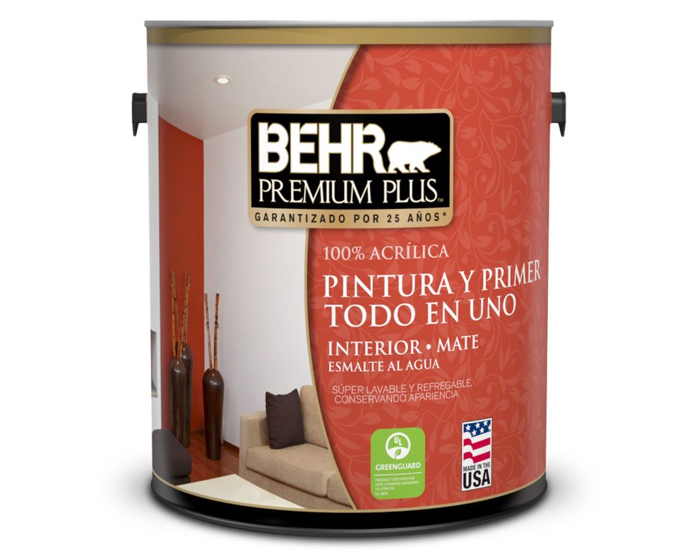 Esmalte al agua interior Mate blanco Behr Premium Plus Galón-0