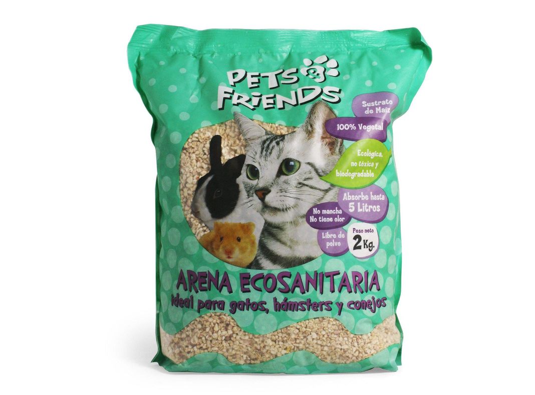 Arena eco sanitaria gatos hámster conejos 2 kg Pets&Friends-0