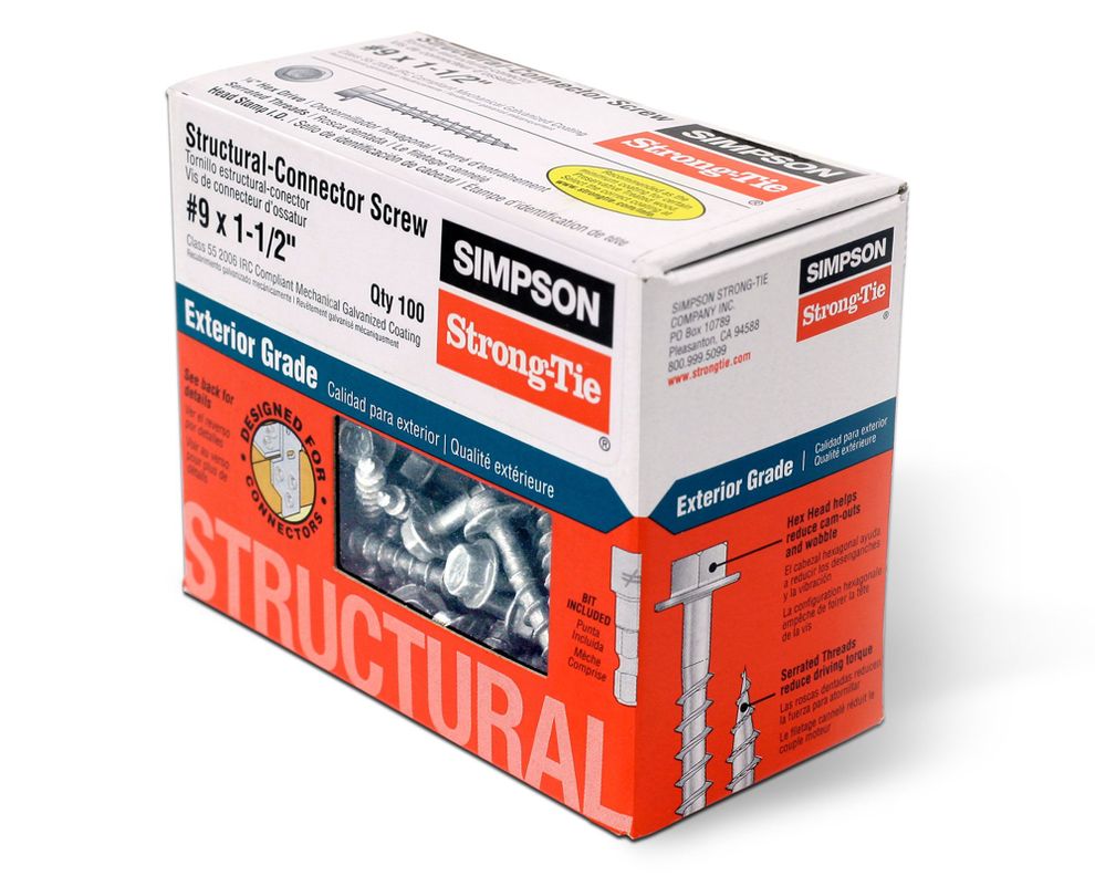 Tornillo estructural #9x 1 1/2'' galvanizado 100 unidades Simpson-2