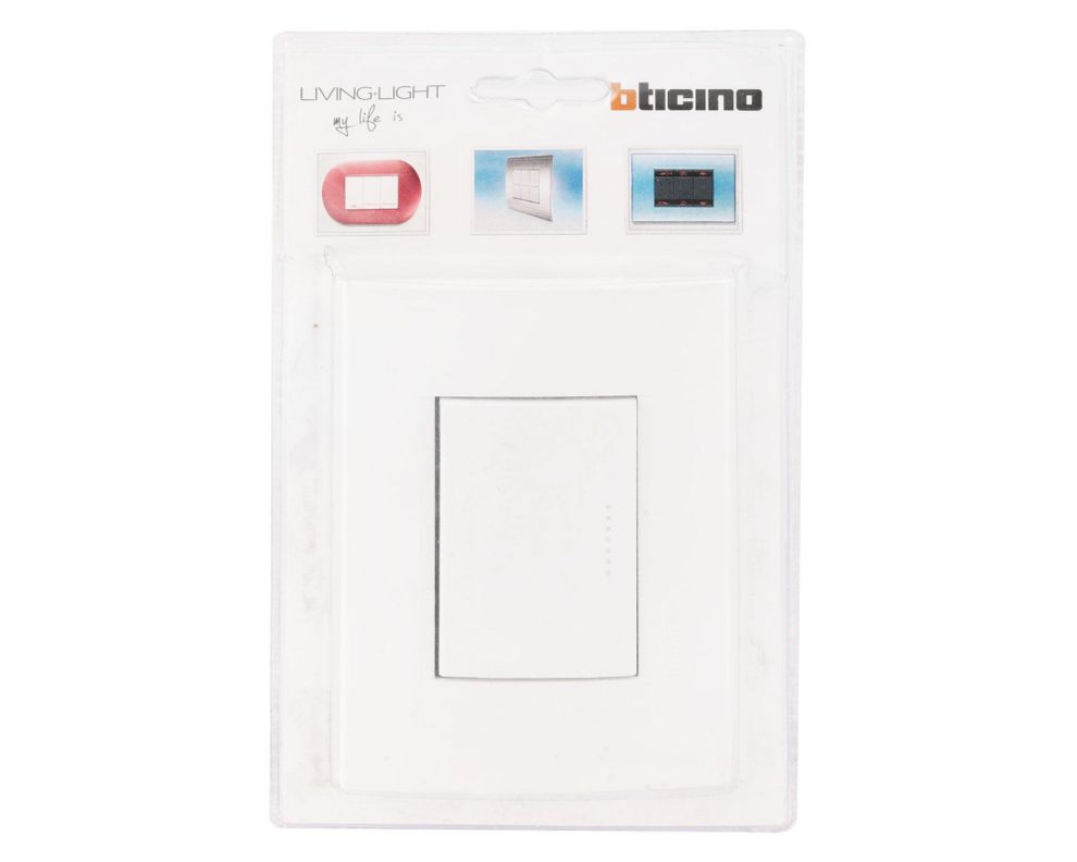 Placa armada interruptor simple 9/24 blanco Bticino-2