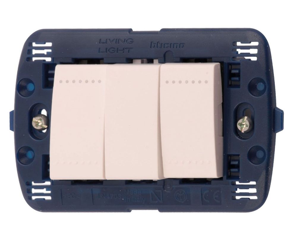 Placa semiarmada interruptor doble 9/12  blanco Bticino-0