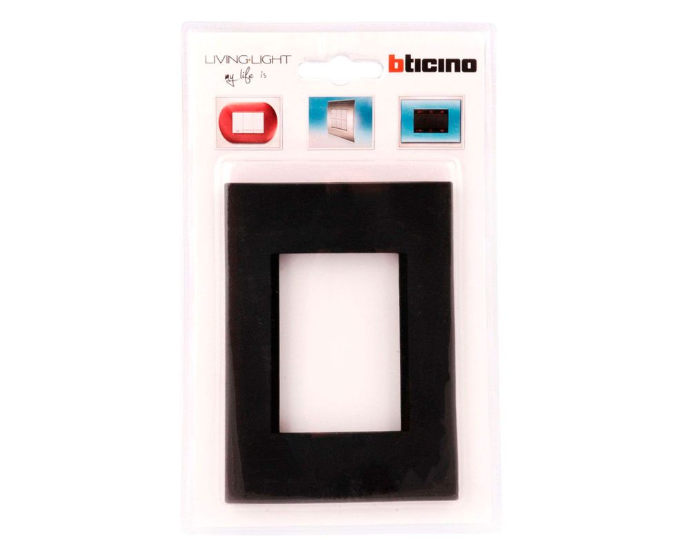 Placa rectangular 3 módulos antracita Bticino-2