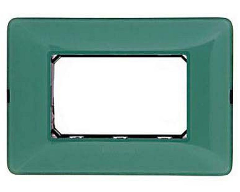Placa 3 módulos matix té verde Biticino