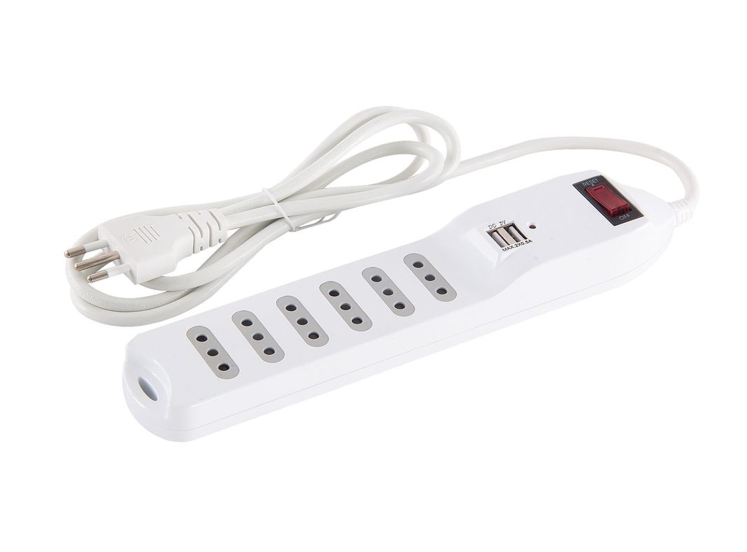 Alargador múltiple 1.5 m ME-3706 2500w 2 puertos usb 6 posiciones Macrotel-0