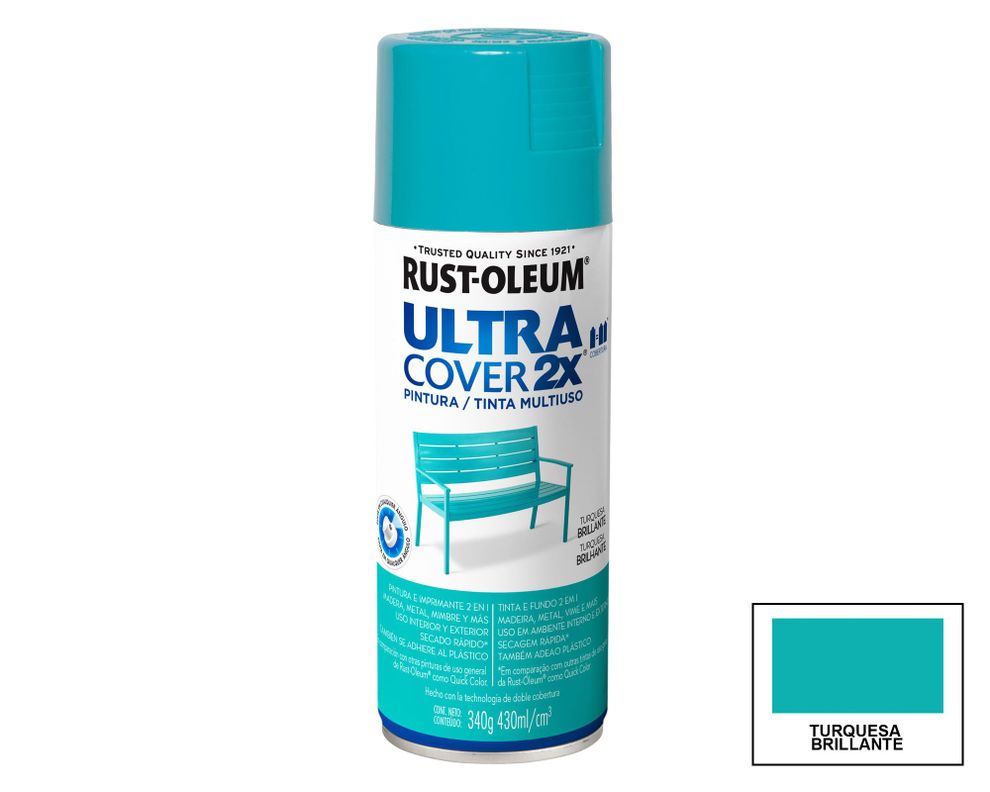 Pintura spray 430 ml Ultra cover 2X turquesa brillante Rust-Oleum-0