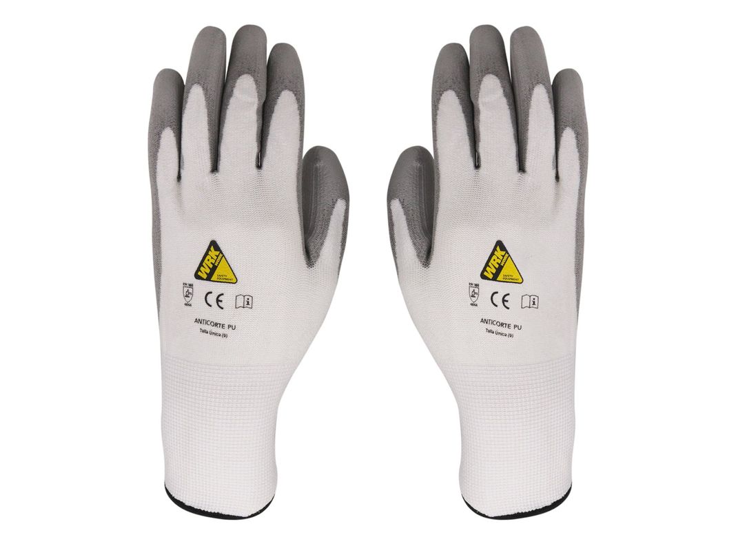 Guante poliéster pu multiuso anticorte gris/blanco Wrk Work-0