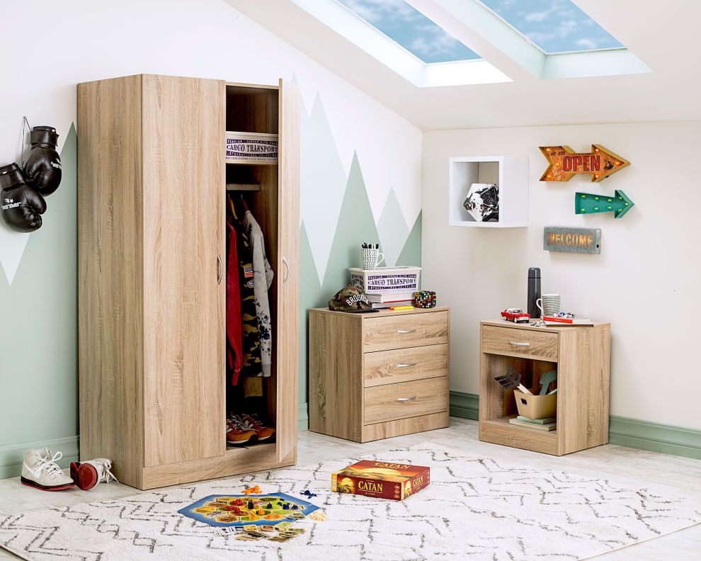Clóset 2 puertas + Cómoda 3 cajones + Velador 1 cajón M+Design-2