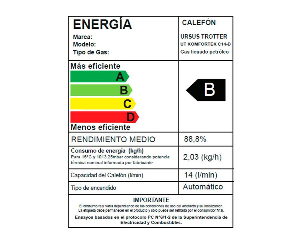 Calefont tiro natural 14 lt gas licuado C14D Ursus Trotter-8