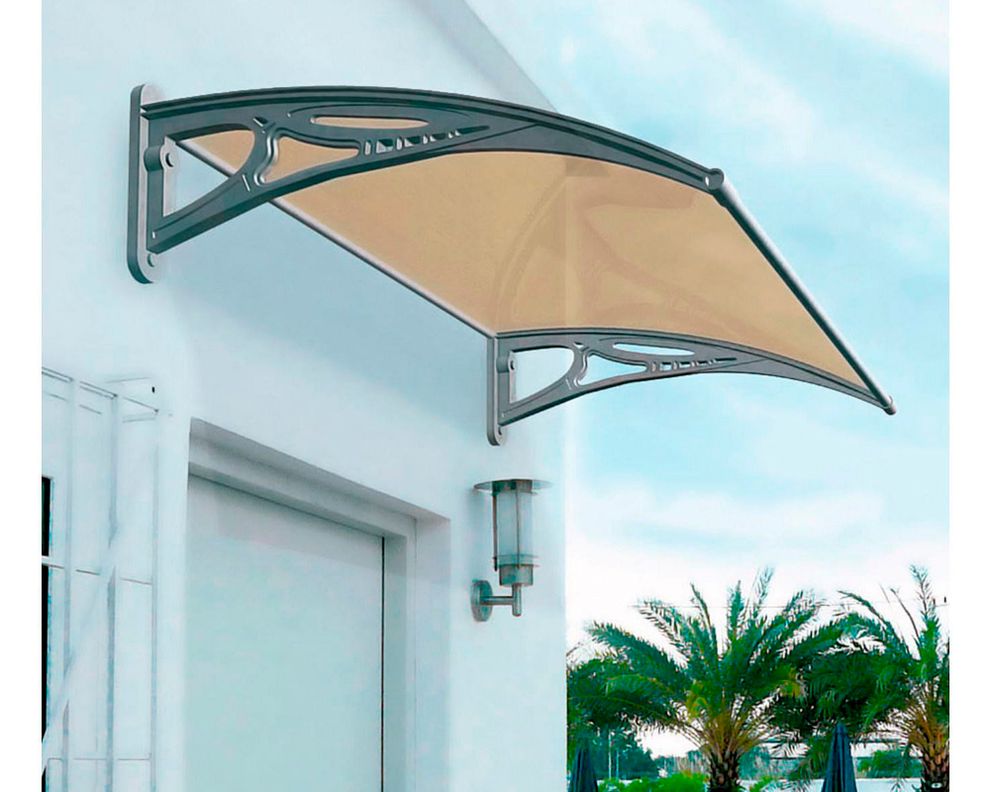 Alero listo protección policarbonato bronce Curvo 100x120 cm-1