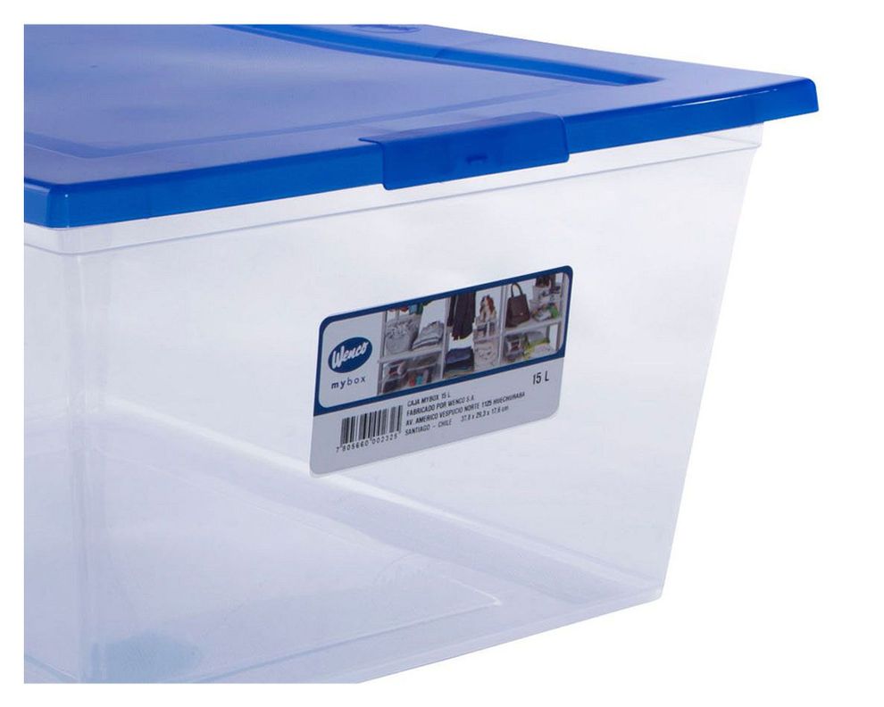 Caja organizadora 15 litros Mybox transparente/azul Wenco-1
