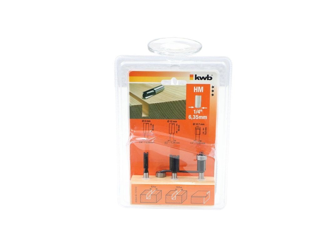 Set 3 fresas 1/4'' 1HM KWB-0