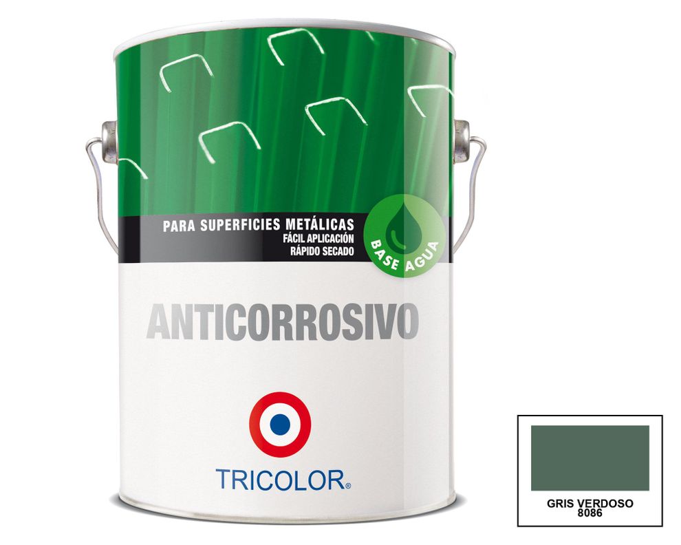 Anticorrosivo al agua 1 galón gris verdoso mate Tricolor-0