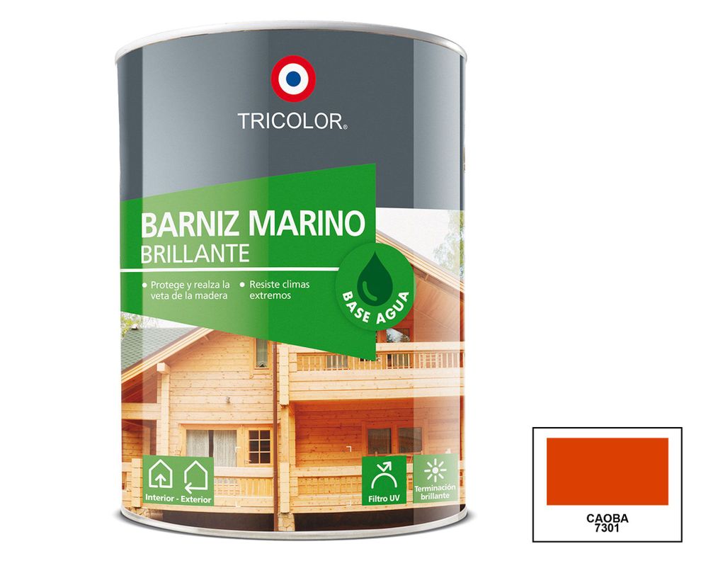 Barniz marino 1/4 galón caoba brillante Tricolor-0