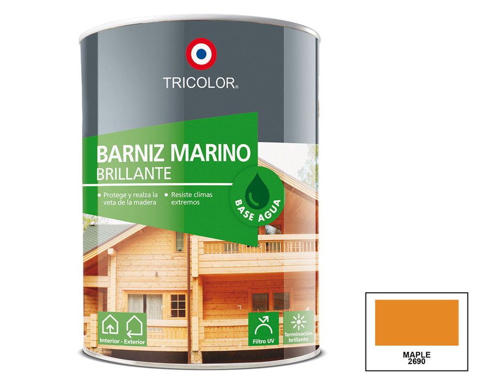 Barniz marino 1/4 galon maple brillante Tricolor