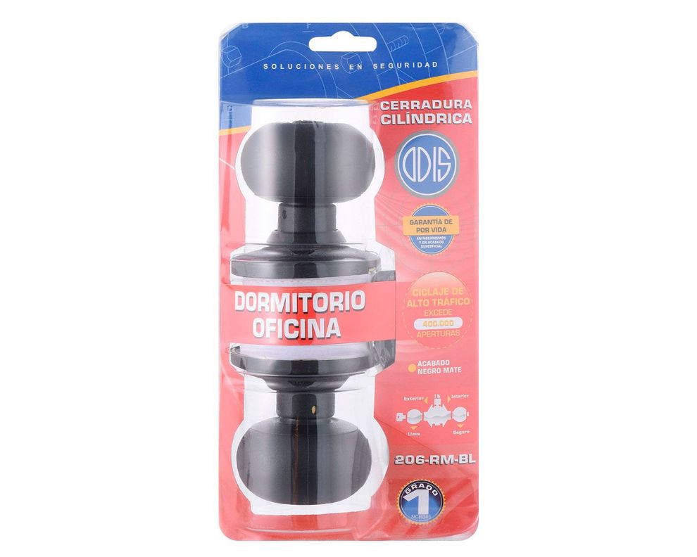 Cerradura embutir pomo dormitorio 206 negro mate Odis-5