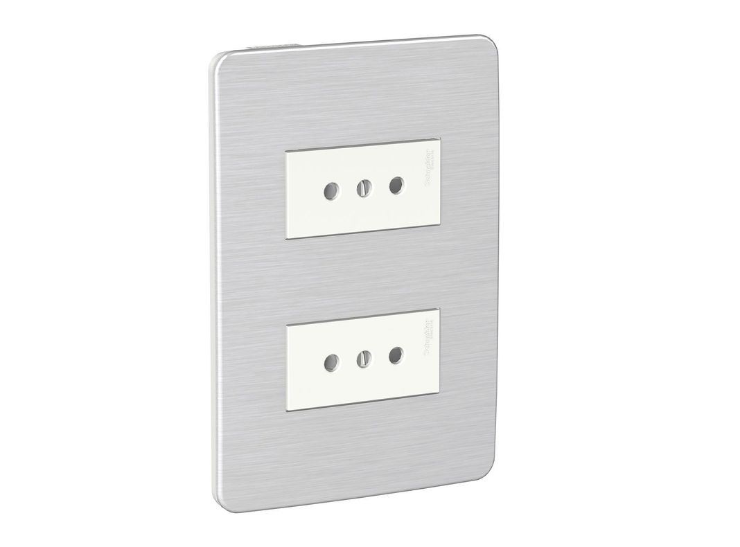 Placa armada toma corriente 2M Orión gris cósmico Schneider-1