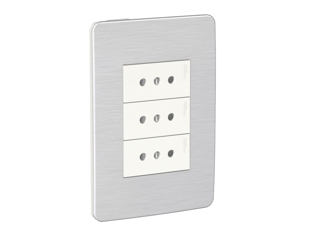 Placa armada toma corriente 3M Orión gris cósmico Schneider-1