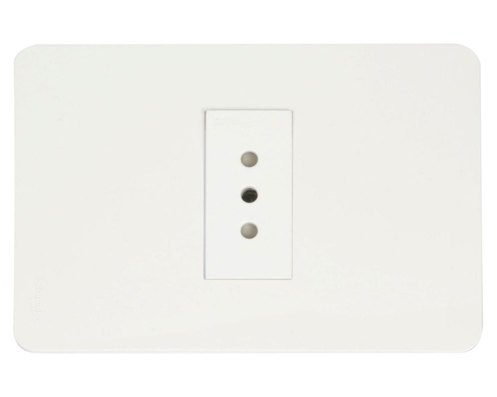 Enchufe placa armada simple Orión 2P+T blanco Schneider-0