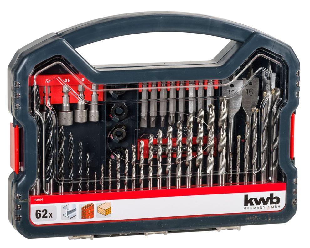 Set brocas puntas dados 62 piezas KWB.-0