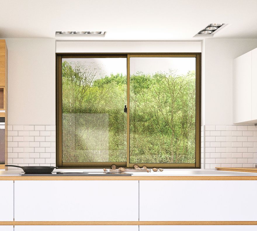 Ventana Aluminio 121x100 cm  Corredera Titanio-0