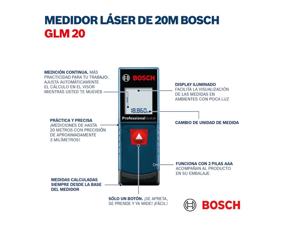 Medidor de distancia láser 20 metros GLM-20 Bosch-3
