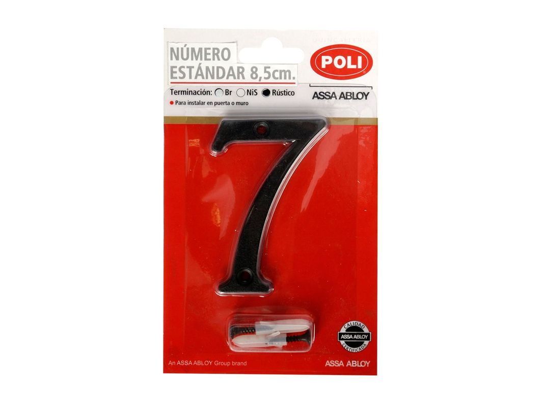 Número 7 8,5 cm Rústico negro Poli-0